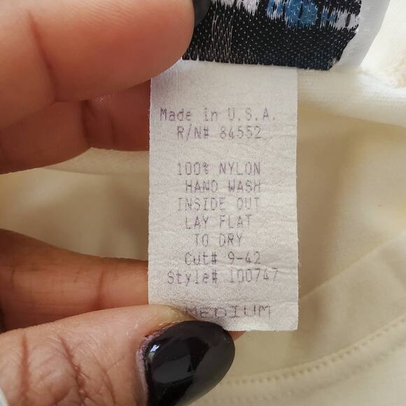 Paul Harris Design Cream Long Sleeve Sheer Beaded Top M - Picture 7 of 7